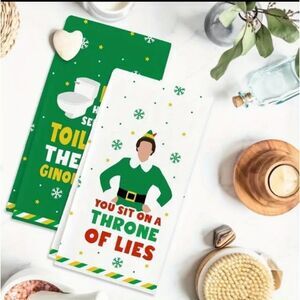 Elf Christmas KITCHEN TOWELS SET OF 2